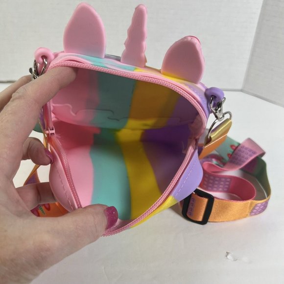 Sensory Bubble Pop Push Unicorn Shoulder Bag Purse Pastel Rainbow - Picture 9 of 10
